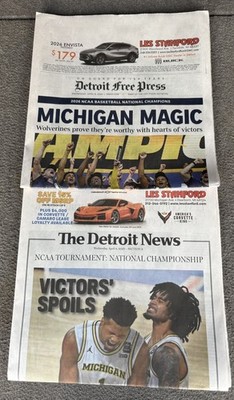 Michigan National Champions Newspaper Detroit Free Press + News Lot 2026 4/8/26