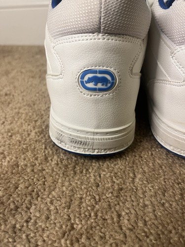 VTG Y2K Ecko Sneaker Basketball Shoes Mens Hip Hop Blue White Mens 12 Leather - Picture 4 of 11