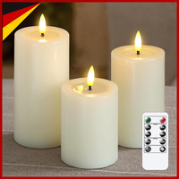 Led-Kerzen Flammenlos Mit Fernbedienung 3Er Pack Elfenbein Batteriebetrieben