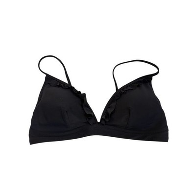 J.Crew Women Black Ruffle Triangle Bikini Top Size M NWT