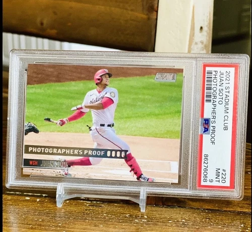 Juan Soto 1;153,000 packs 2021 Topps Stadium Club Photographer Proof PSA 9