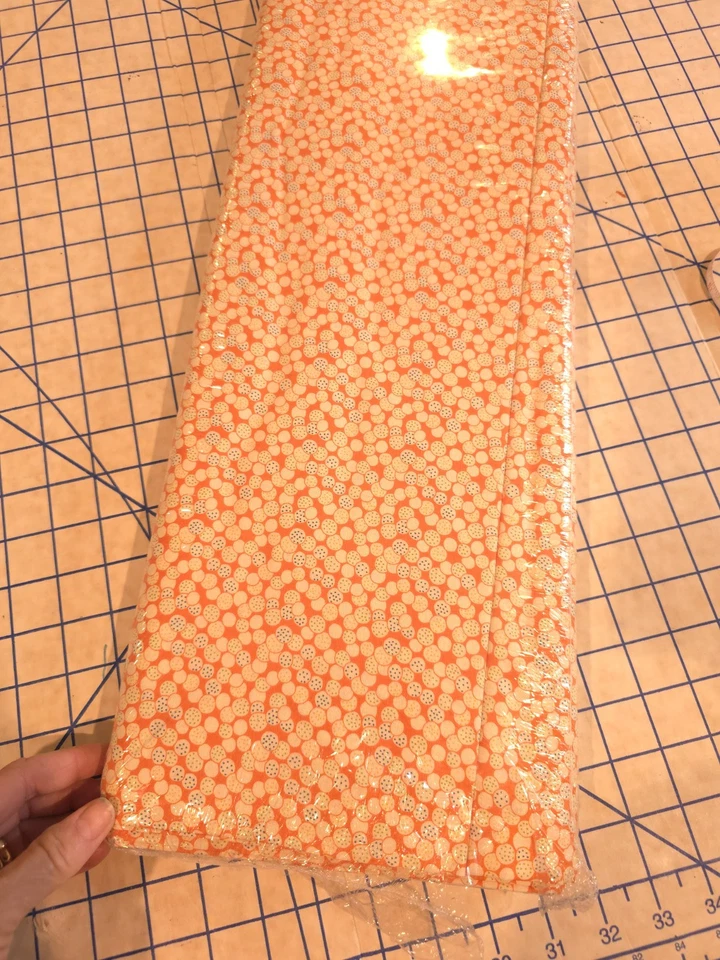 Moda Fabric By the bolt,“迷你 Moda”6 码,橙色和白色 带蓝色圆点 — 第 2/4 张图片