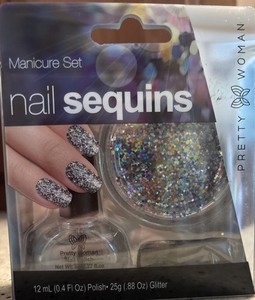 Pretty Woman Manicure Set Nail Sequins 12ml(.4 FL Oz) Polish 25g (.88 Oz)Glitter