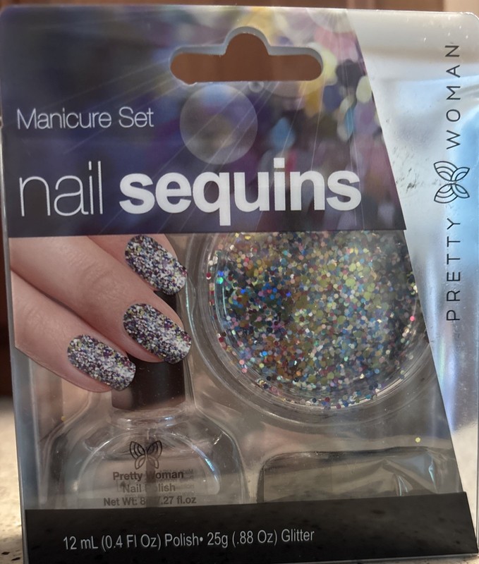 Pretty Woman Manicure Set Nail Sequins 12ml(.4 FL Oz) Polish 25g (.88 Oz)Glitter