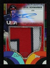 2023 World Baseball Classic WBC Relics Red Hot Foil 1/5 Kyle Schwarber Auto 18k3