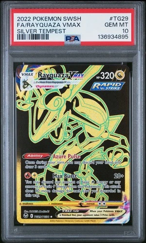 2022 POKEMON SWORD & SHIELD SILVER TEMPEST #TG29 FULL ART/RAYQUAZA VMAX PSA 10