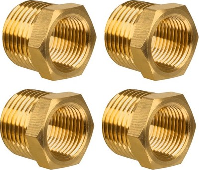 Brass Reducer 3/8'' NPT Male to 1/4'' NPT Female Pipe Fitting Adapter 4-Pack