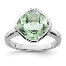 Sterling Silver Rhodium Green Quartz Ring Size 8 for Women