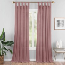 Semi Sheer Curtains Bedroom 50x95 Light Filtering Tab Top Dark Rose