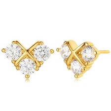 Dainty Gold Stud Earrings for Women 14K Gold Plated Heart Ear Studs Hypoallergen