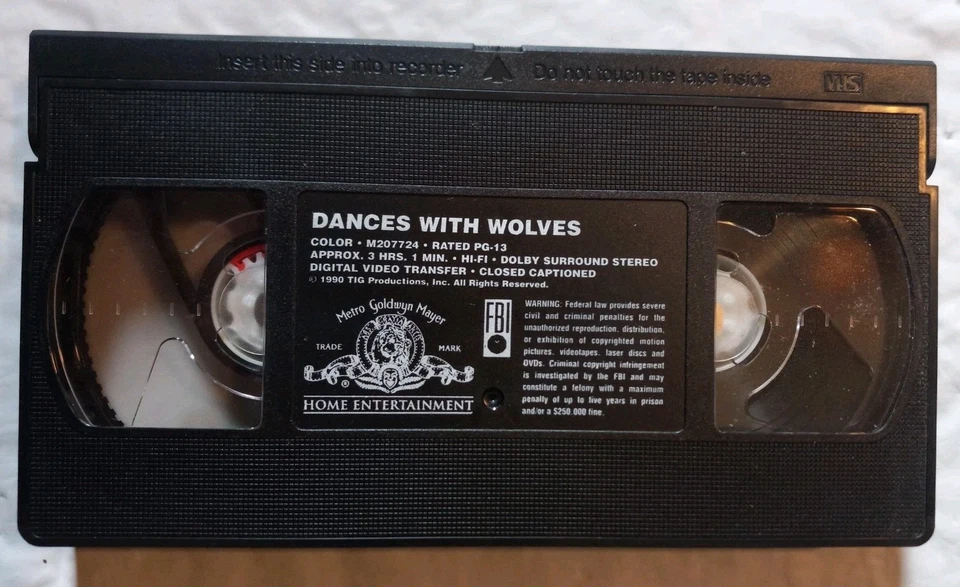 📼 🎬 Dances With Wolves (1990) VHS Video Starring Kevin Costner Collectable See - Image 3 of 3