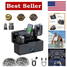 3 in 1 Wireless Lavalier Microphone for iPhone/Android with USB Type C, 40-Ho...