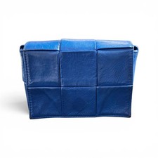 Bottega Veneta Blue Leather Cassette Mini Cro...