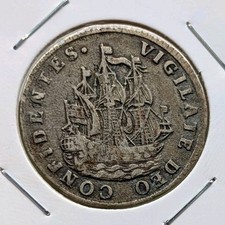 Moneda de plata Holanda 1727 Holanda Países Bajos VOC 6 Stuiver Ship_a743