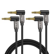  2 Pack Gold Plated 3.5mm Stereo Audio Aux Cable 90 Degree Right Angle Compat