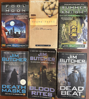 Jim Butcher Dresden Files Lot of 6 Books Grave Peril Fool Moon Blood Rites PB