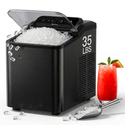Fast Nugget Ice Maker Countertop, Chewable Pebble & Pellet Ice Machine with Self