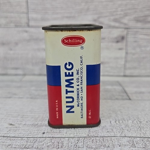 Vintage 1950s Schilling McCormick Spice Tin Ground Nutmeg MCM Patriotic Kitchen - Picture 2 of 7
