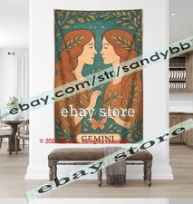 Zodiac gemini wall tapestry unity art twins astrology sign 59X82 in