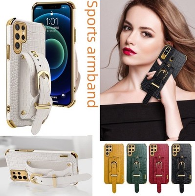 For Samsung Galaxy ''A'' Series Crocodile Leather Wrist Strap Stand Phone Case