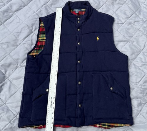 Vintage Blue Polo Ralph Lauren Vest Size XXL Flannel Lined - Picture 3 of 6