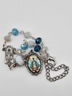 Our LADY of  San JUAN One Decade Auto Mirror ROSARY Handmade CRYSTAL Blue White — photo 3