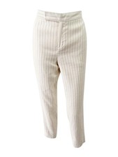 Lauren Ralph Lauren Women's Pinstriped Twill Skinny Pants 12, White/Black