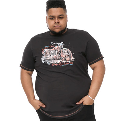 D555 Herren Lorne Big Tall Übergröße Motorrad Print Kurzarm T-Shirt Oberteil