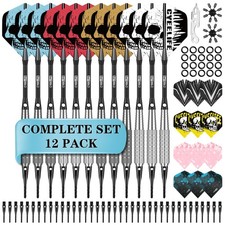 CyeeLife Darts Plastic Tip,Soft Tip Set, 12 Pcs 2BA, Black and Silver
