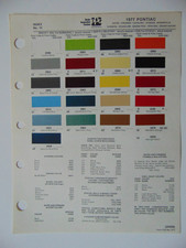 Original 1977 Ditzler Pontiac Paint Chips Sheet -firebirdlemansgrand Prix