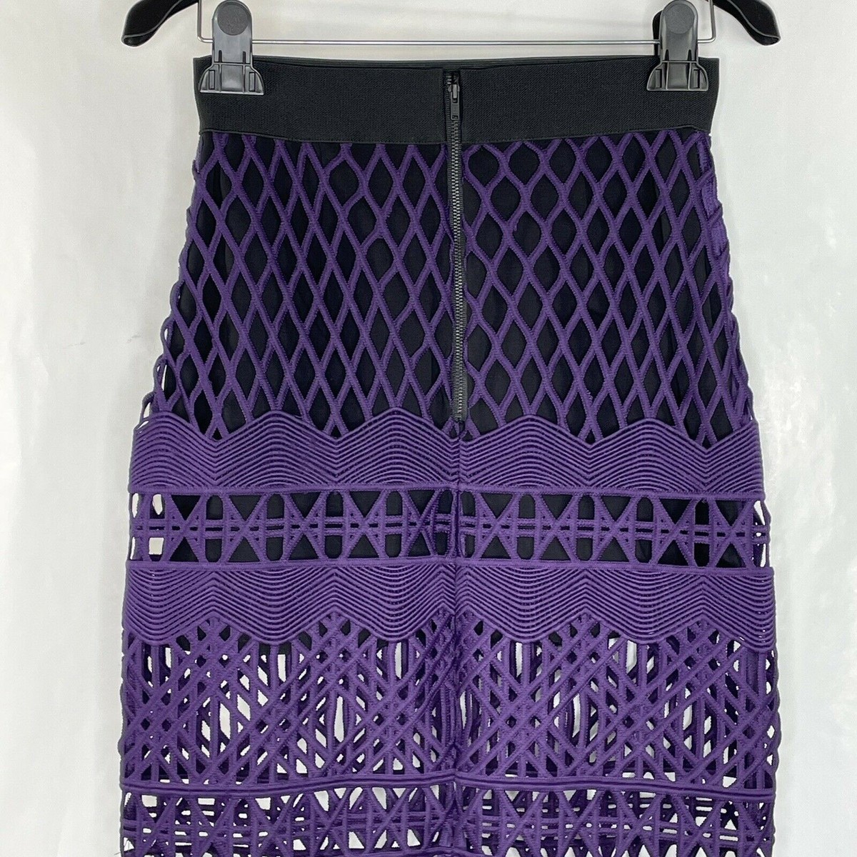 ワンピース SELF PORTRAIT Women Mid Skirts PF25086XPU PURPLE Self Portrait Purple Mini Lined Cut Out Lace Midi Skirt NWOT