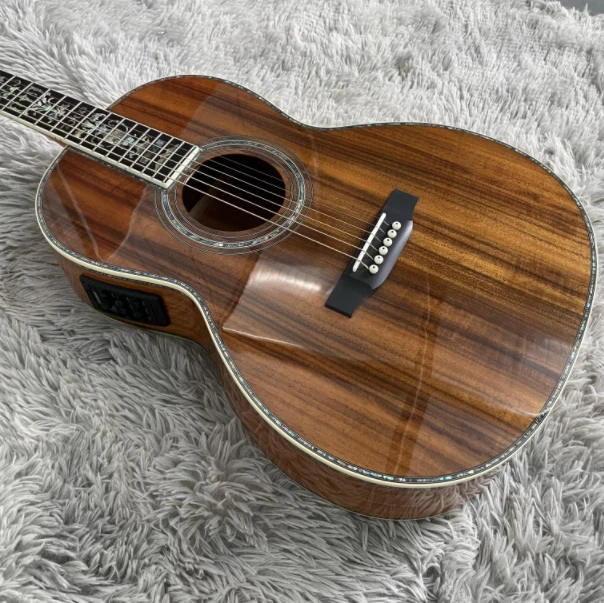 Handmade 00045 Acoustic Electric Guitar Full Koa Ebony Fretboard with EQ  - Image 3 of 4