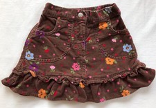 Hanna Andersson Skirt Size 3 EUC Brown Velour w/ Floral Print Ruffles Adorable 