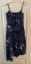 Banana Republic~  Womens Blue & White Floral Asymmetrical Ruffle Dress~size OP