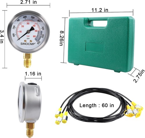 Hydraulik Manometer Set, 25Mpa/40Mpa/60Mpa 3 Manometer 6 Test Coup... - Bild 8 von 10