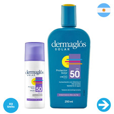 Dermaglos Set Solar Facial Efecto Seco FPS 50+ Corporal FPS 50 250gr