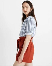 NEW Madewell Drapey Paperbag Shorts in rusty torch size 0 NWT