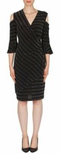 Joseph Ribkoff Black Sparkle Cocktail Bell Sleeves Dress size UK18 RRP £295.00