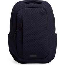 Vera Bradley Women's Microfiber Large Travel Backpack Travel Bag, Classic Navy
