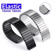 Elastic Stainless Steel Stretch Watch Band Strap 16mm 18mm Wrist Belt Bracelet