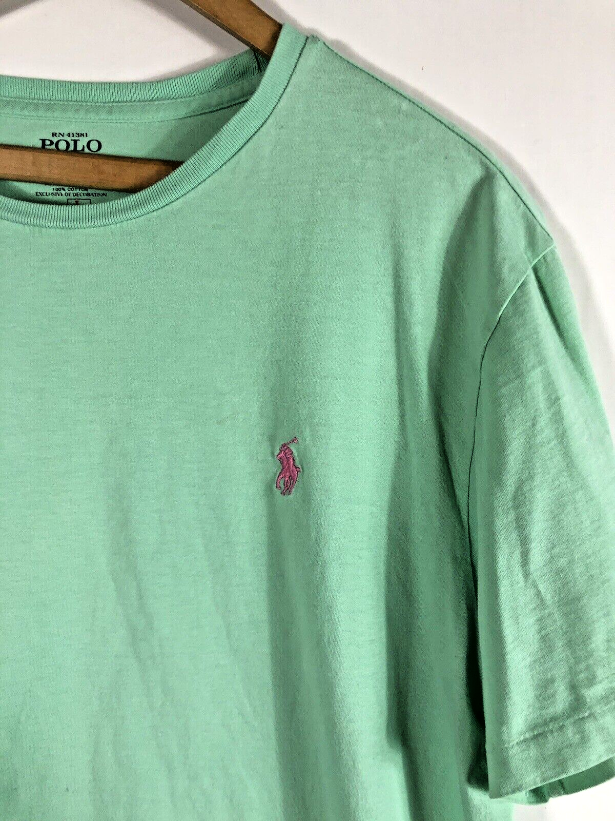 Polo Ralph Lauren T Shirt Taglia Large Verde Uomo Rosa Pony Preppy Abbigliamento Spiaggia