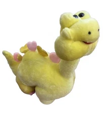 Vintage 1992 Commonwealth YELLOW DINOSAUR Plush Satin Hearts Stuffed Dino