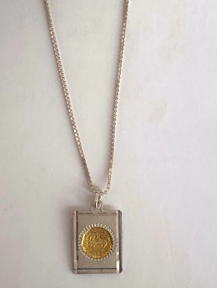 COLLANA IN ARGENTO 925 CON MONETA  IN ORO 8K - Immagine 3 di 4