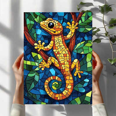 Gecko Buntglas  Poster Schöne Wanddeko Dekoration