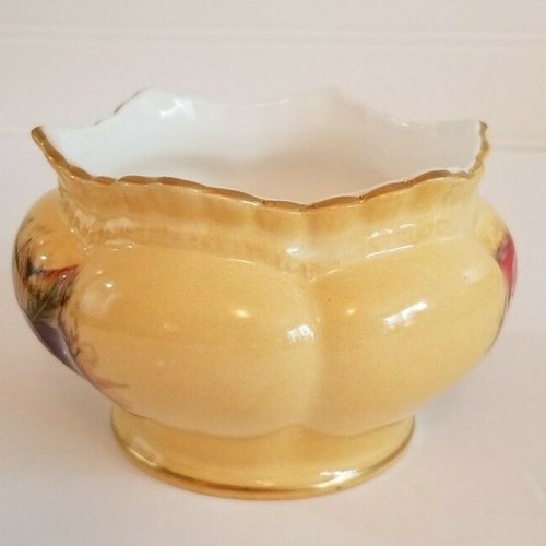 Aynsley Orchard Gold Bowl Hexagon Fruit with Gold Trim 4.25" - Picture 9 of 11
