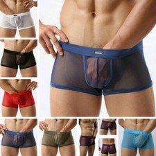 NEW Mens see through Underwear Nylon mesh Pants transparent Boxer underpant