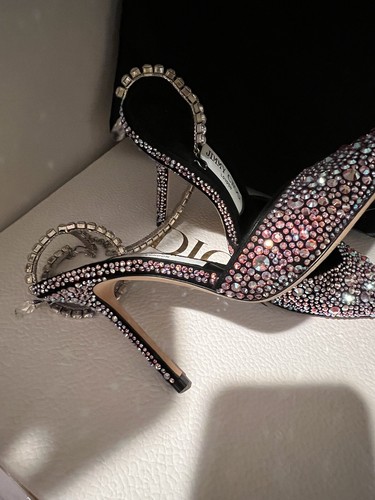 JIMMY CHOO  Saeda Crystal Ankle Strap Pointed Toe Pump, Multicolor  Size 6 $2095 - Picture 2 of 7