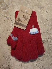 NWT Girls Winter Gloves by James Paul Red with hearts  small beanie cap design