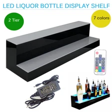2 Tier Acrylic 7-Color LED Lighted Bar Stage Display Liquor Bottle Display Shelf