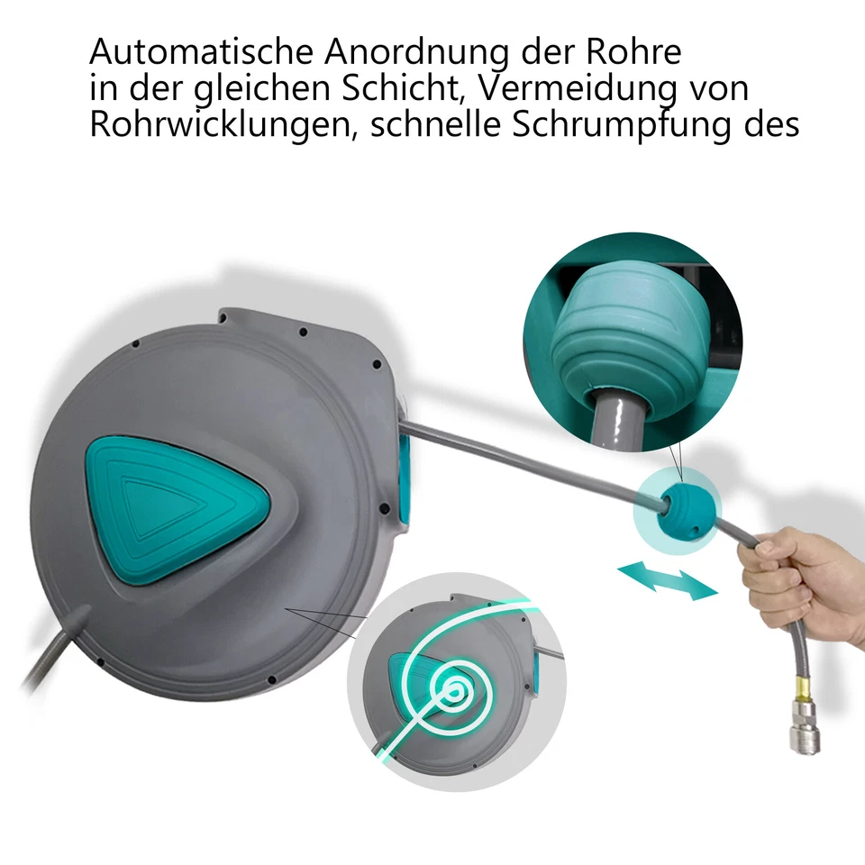 10m/15m/20m/30m Druckluftschlauch Aufroller Automatik Schlauch Schlauchtrommel * - Bild 3 von 4